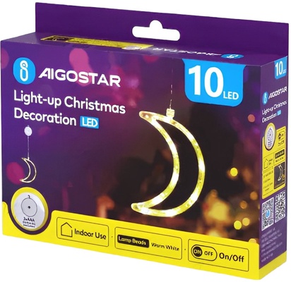 Adorno Navidad Figura Luna con Luz con Pilas y Ventosa Adorno Navidad Figura Luna con Luz con Pilas y Ventosa